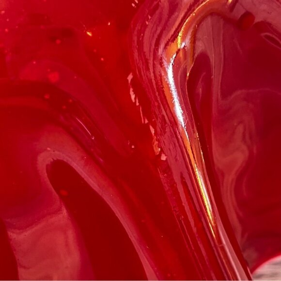 Murano Red White Cristal Swirl Handerkerchief Bowl/Vase Hand Blown - Picture 12 of 13
